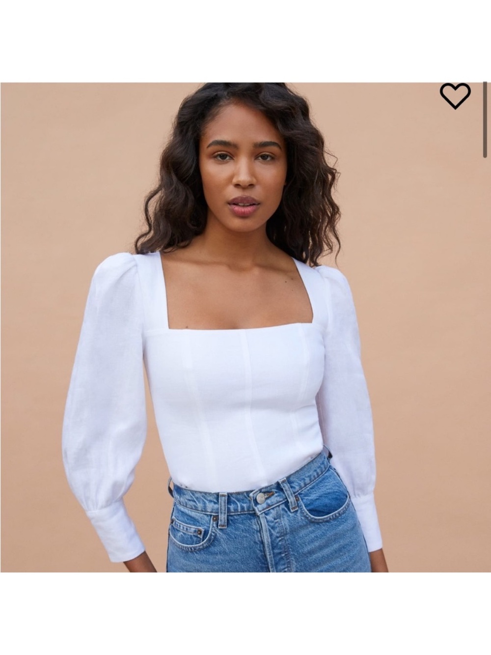 Reformation White Square-Neck Linen Blouse